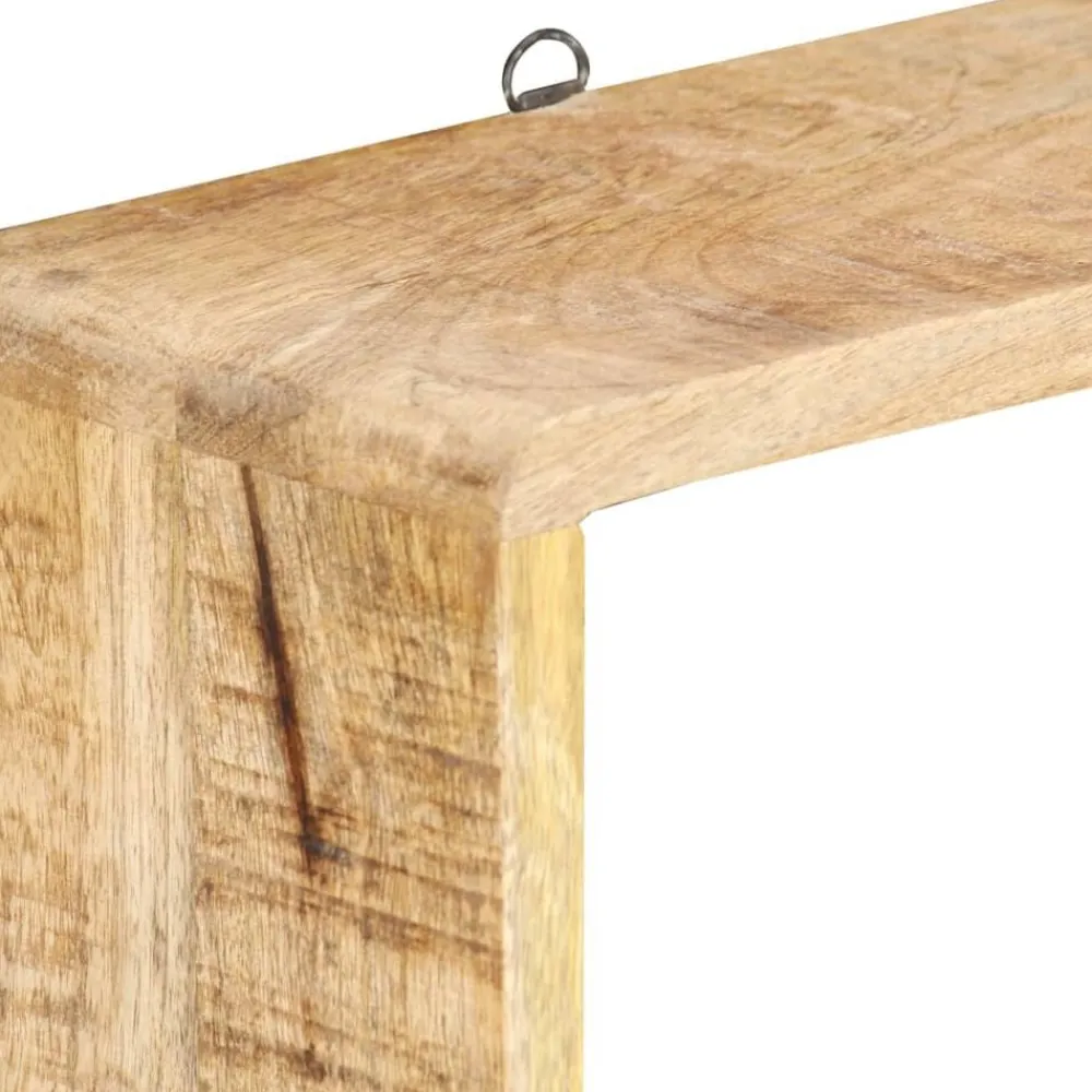 vidaXL Juego de estantes cubo de pared 3 piezas madera maciza de mango Discount