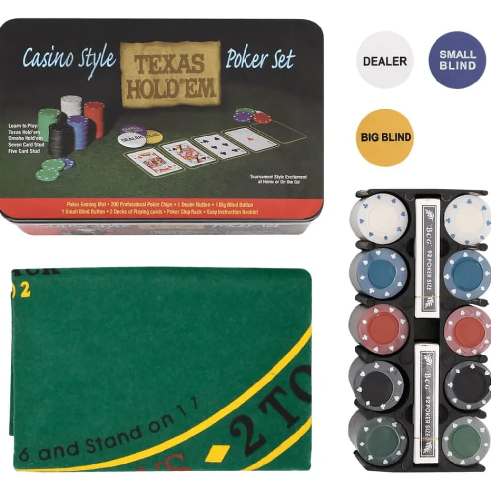 vidaXL Juegos-Juego de fichas de póker 200 piezas 4 g
