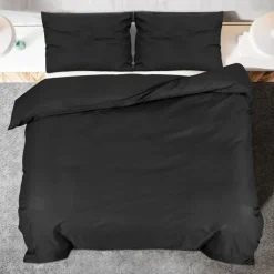 vidaXL Juego de funda nórdica algodón 140x200 cm Negro Outlet