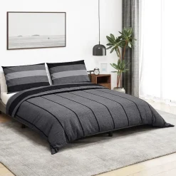 vidaXL Juego de funda nórdica algodón 140x200 cm Gris oscuro Sale