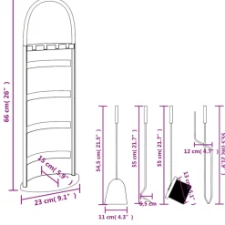 vidaXL Accesorios Para Hornos De Leña Y Chimeneas-Juego de herramientas para chimenea de 5 piezas, 23 x 15 x 66 cm, acero