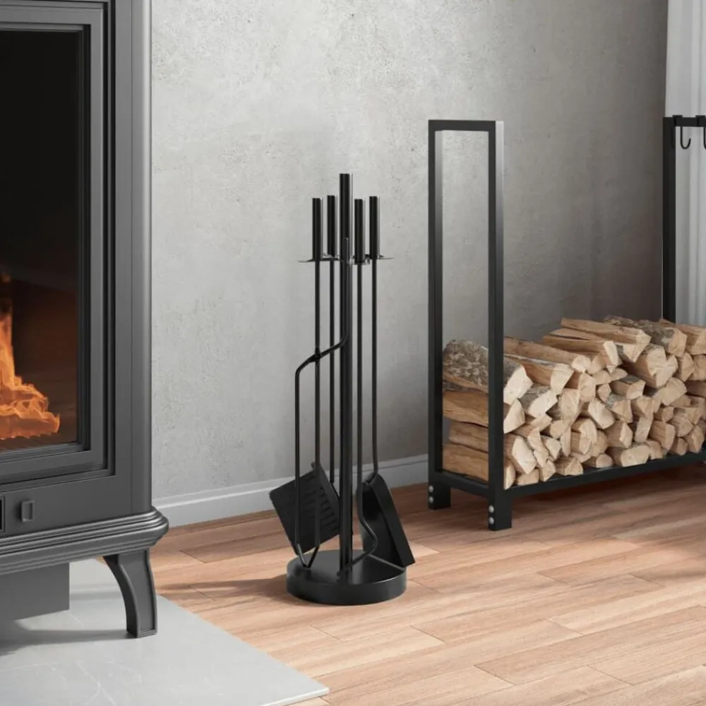 vidaXL Juego de herramientas para chimenea de 5 piezas, 18 x 66 cm, acero New