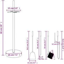 vidaXL Juego de herramientas para chimenea de 5 piezas, 18 x 66 cm, acero New