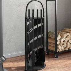 vidaXL Juego de herramientas para chimenea de 5 piezas, 23 x 15 x 66 cm, acero Clearance