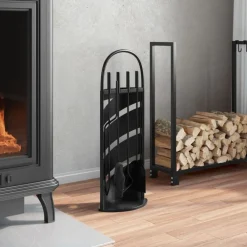 vidaXL Juego de herramientas para chimenea de 5 piezas, 23 x 15 x 66 cm, acero Clearance
