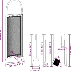 vidaXL Accesorios Para Hornos De Leña Y Chimeneas-Juego de herramientas para chimenea de 5 piezas, 23 x 15 x 66 cm, acero
