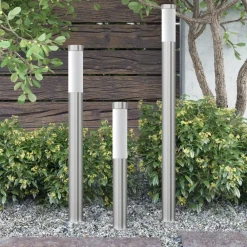 vidaXL Juego de lámparas de jardín 3 pzas acero inoxidable impermeable Online