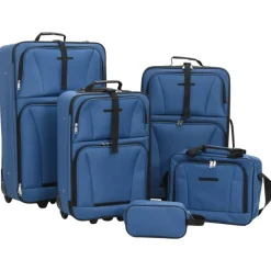 vidaXL Juego de maletas de viaje de 5 piezas tela Azul Clearance