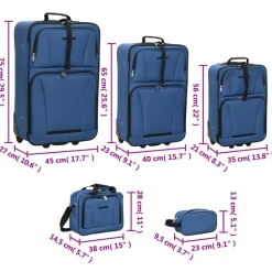 vidaXL Juego de maletas de viaje de 5 piezas tela Azul Clearance