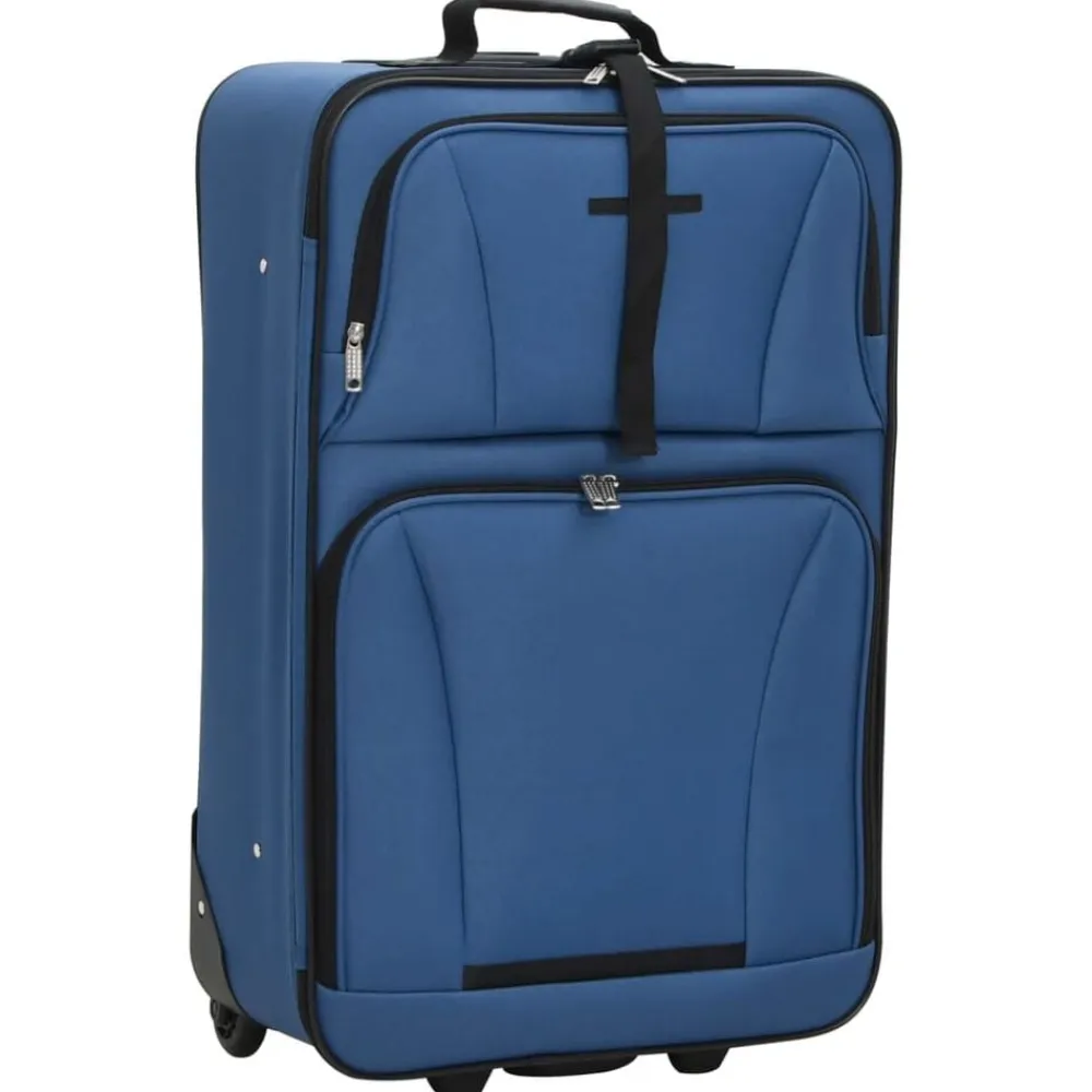 vidaXL Juego de maletas de viaje de 5 piezas tela Azul Clearance