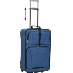 vidaXL Juego de maletas de viaje de 5 piezas tela Azul Clearance