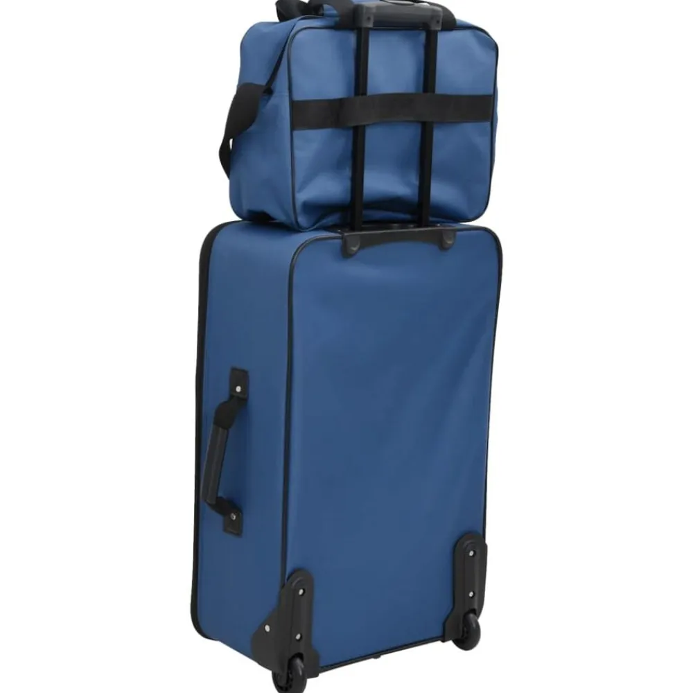 vidaXL Juego de maletas de viaje de 5 piezas tela Azul Clearance