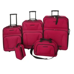 vidaXL Juego de maletas de viaje 5 piezas Rojo Discount