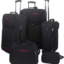 vidaXL Juego de maletas de viaje 5 piezas Negro Discount