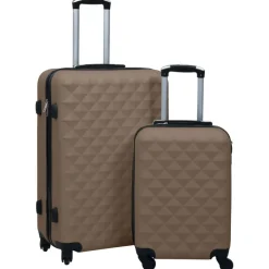 vidaXL Juego de maletas rígidas con ruedas 2 piezas ABS marrón Marr&oacute;n New