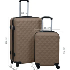 vidaXL Juego de maletas rígidas con ruedas 2 piezas ABS marrón Marr&oacute;n New