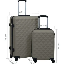 vidaXL Maletas Y Bolsos De Viaje-Juego de maletas rígidas con ruedas 2 piezas ABS gris