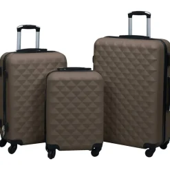 vidaXL Juego de maletas rígidas con ruedas 3 piezas ABS marrón Marr&oacute;n Clearance