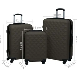 vidaXL Juego de maletas rígidas con ruedas 3 piezas ABS gris Antracita New