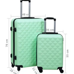 vidaXL Maletas Y Bolsos De Viaje-Juego de maletas rígidas con ruedas 2 piezas ABS verde