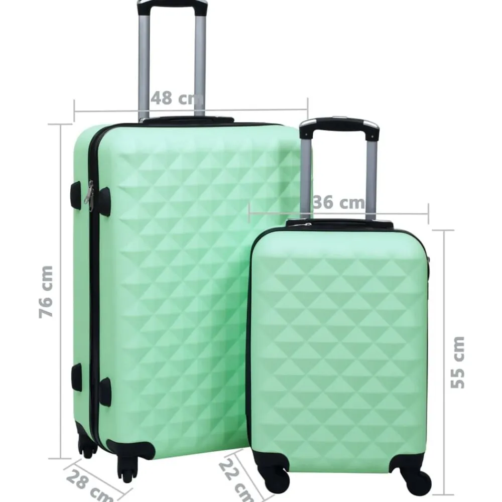 vidaXL Maletas Y Bolsos De Viaje-Juego de maletas rígidas con ruedas 2 piezas ABS verde