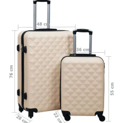 vidaXL Juego de maletas rígidas con ruedas 2 piezas ABS Dorado New