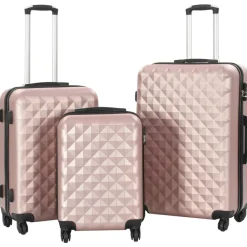 vidaXL Juego de maletas rígidas ruedas trolley 3 pzas ABS Rosa dorado New