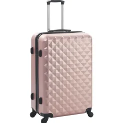 vidaXL Juego de maletas rígidas ruedas trolley 3 pzas ABS Rosa dorado New