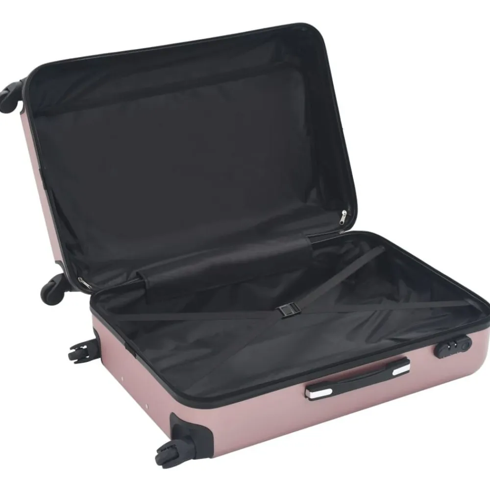 vidaXL Juego de maletas rígidas ruedas trolley 3 pzas ABS Rosa dorado New