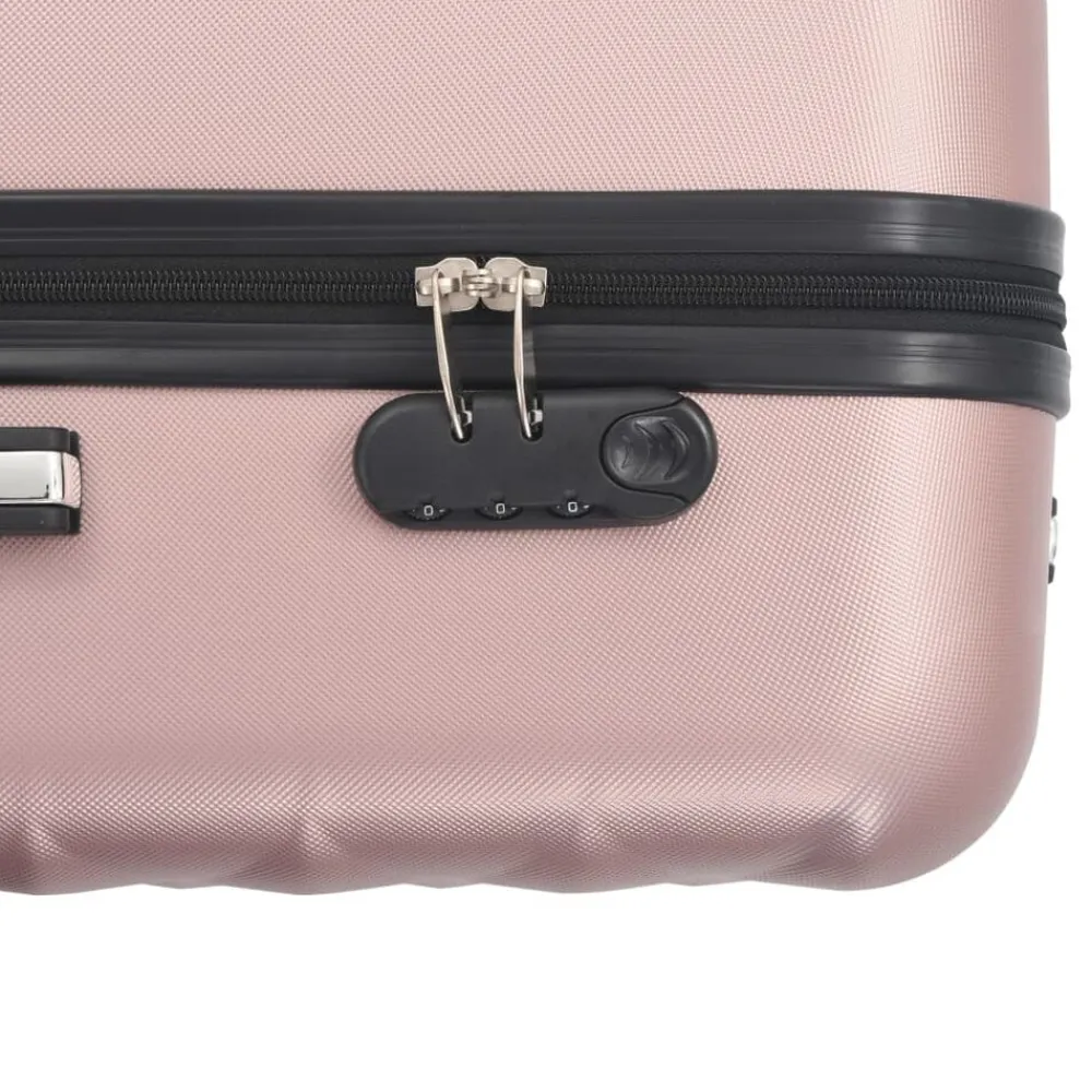vidaXL Juego de maletas rígidas ruedas trolley 3 pzas ABS Rosa dorado New