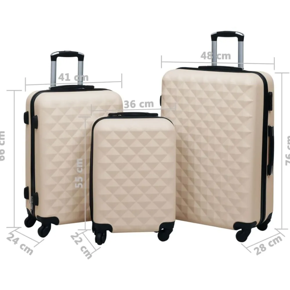 vidaXL Juego de maletas rígidas con ruedas 3 piezas ABS Dorado Best