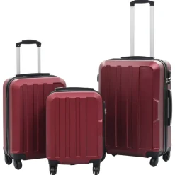 vidaXL Juego de maletas rígidas ruedas trolley 3 pzas rojo tinto ABS Rojo vino tinto New