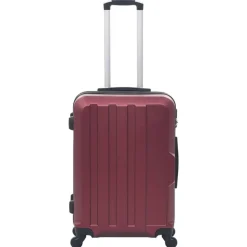 vidaXL Juego de maletas rígidas ruedas trolley 3 pzas rojo tinto ABS Rojo vino tinto New
