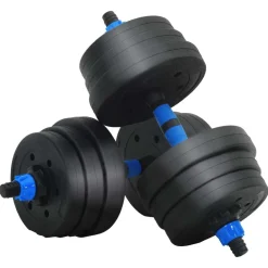 vidaXL Fitness Y Musculación-Juego de Mancuernas 4 en 1 30kg Negro y azul