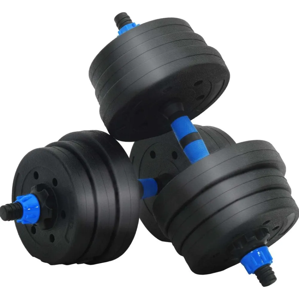 vidaXL Fitness Y Musculación-Juego de Mancuernas 4 en 1 30kg Negro y azul