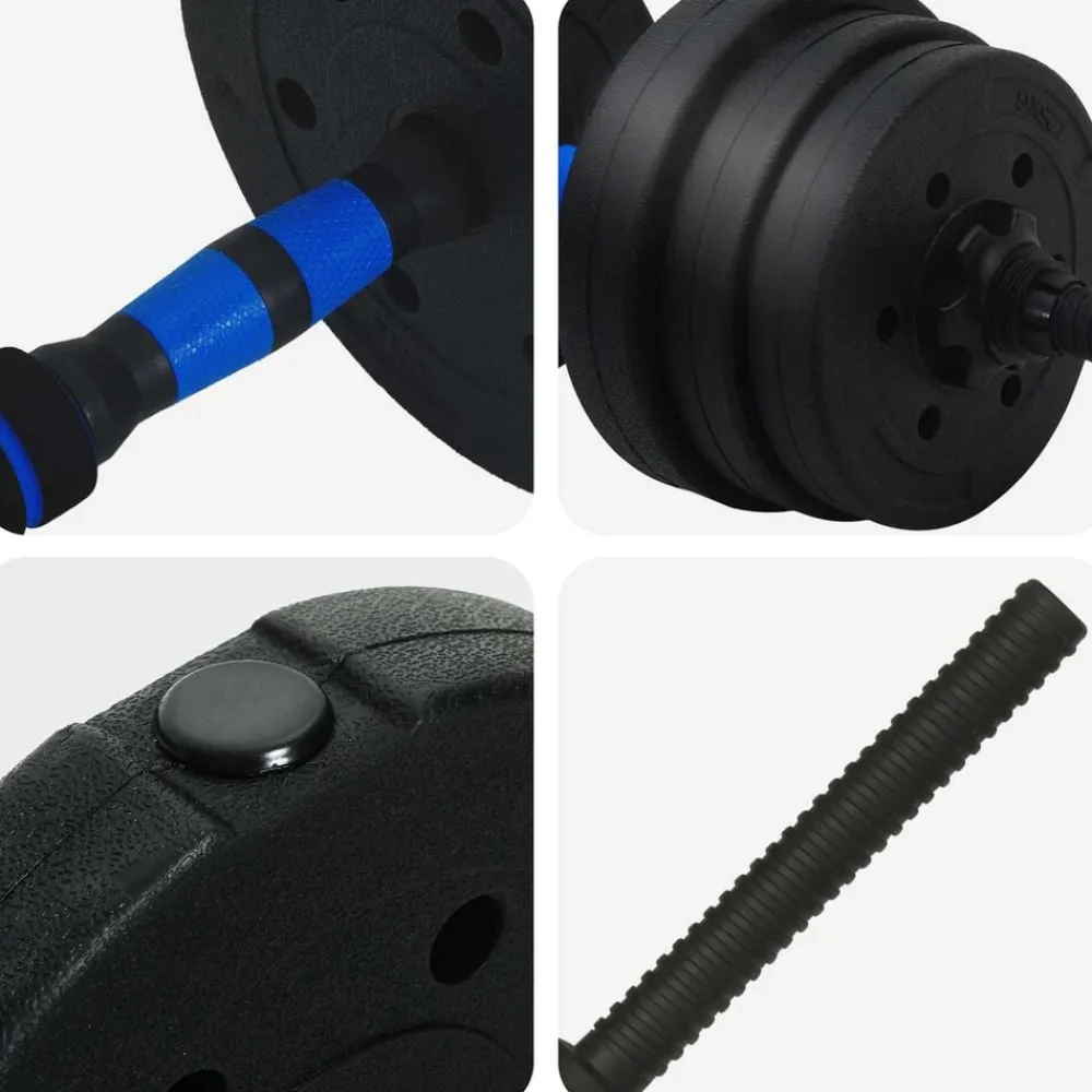 vidaXL Fitness Y Musculación-Juego de Mancuernas 4 en 1 30kg Negro y azul