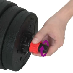 vidaXL Fitness Y Musculación-Juego de Mancuernas 2 en 1 30kg Negro y rojo