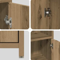 vidaXL Juego de muebles baño 4 piezas madera ingeniería Roble artisan Hot