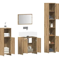 vidaXL Juego de muebles baño 4 piezas madera ingeniería Roble artisan Hot