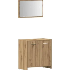 vidaXL Juego de muebles baño 4 piezas madera ingeniería Roble artisan Hot
