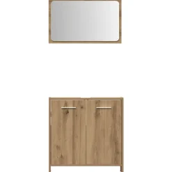 vidaXL Juego de muebles baño 4 piezas madera ingeniería Roble artisan Hot