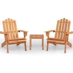 vidaXL Juego de muebles de jardín Adirondack 3 piezas madera acacia Marr&oacute;n Discount