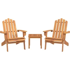 vidaXL Juego de muebles de jardín Adirondack 3 piezas madera acacia Marr&oacute;n Discount