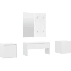 vidaXL Bancos-Juego de muebles de recibidor madera contrachapada