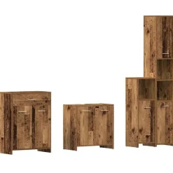vidaXL Conjuntos De Muebles-Juego de muebles de baño 4 piezas madera ingeniería envejecida