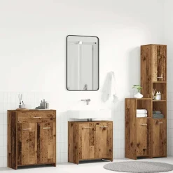 vidaXL Conjuntos De Muebles-Juego de muebles de baño 4 piezas madera ingeniería envejecida