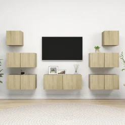 vidaXL Juego de muebles de salón 7 piezas Roble Sonoma Online