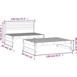 vidaXL Muebles De Jardín-Juego de muebles de jardín 2 pzas madera maciza de