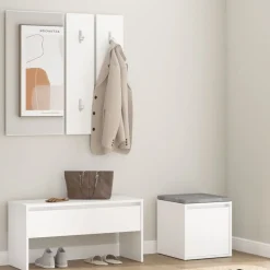 vidaXL Bancos-Juego de muebles de recibidor madera contrachapada