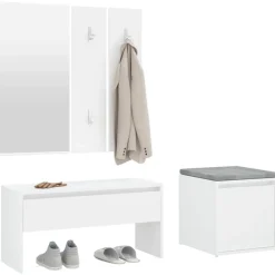 vidaXL Bancos-Juego de muebles de recibidor madera contrachapada